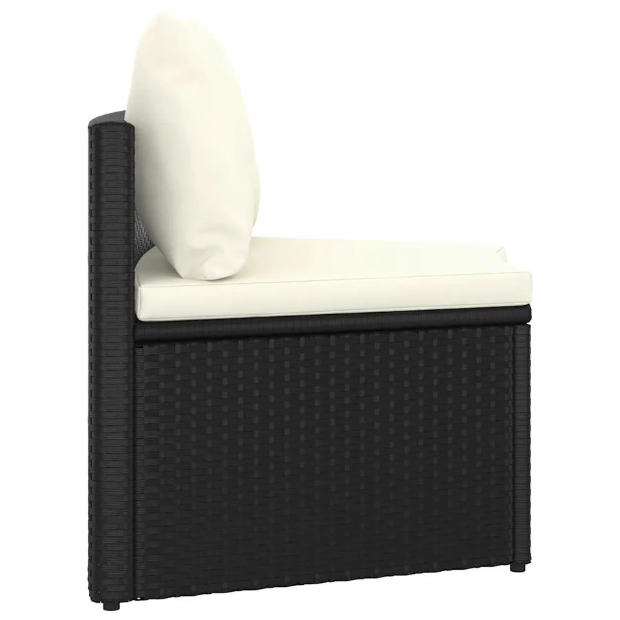 Salon de jardin 4 pcs avec coussins Résine tressée Noir - 7