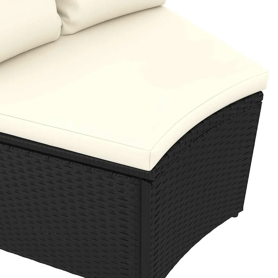 Salon de jardin 4 pcs avec coussins Résine tressée Noir - 8