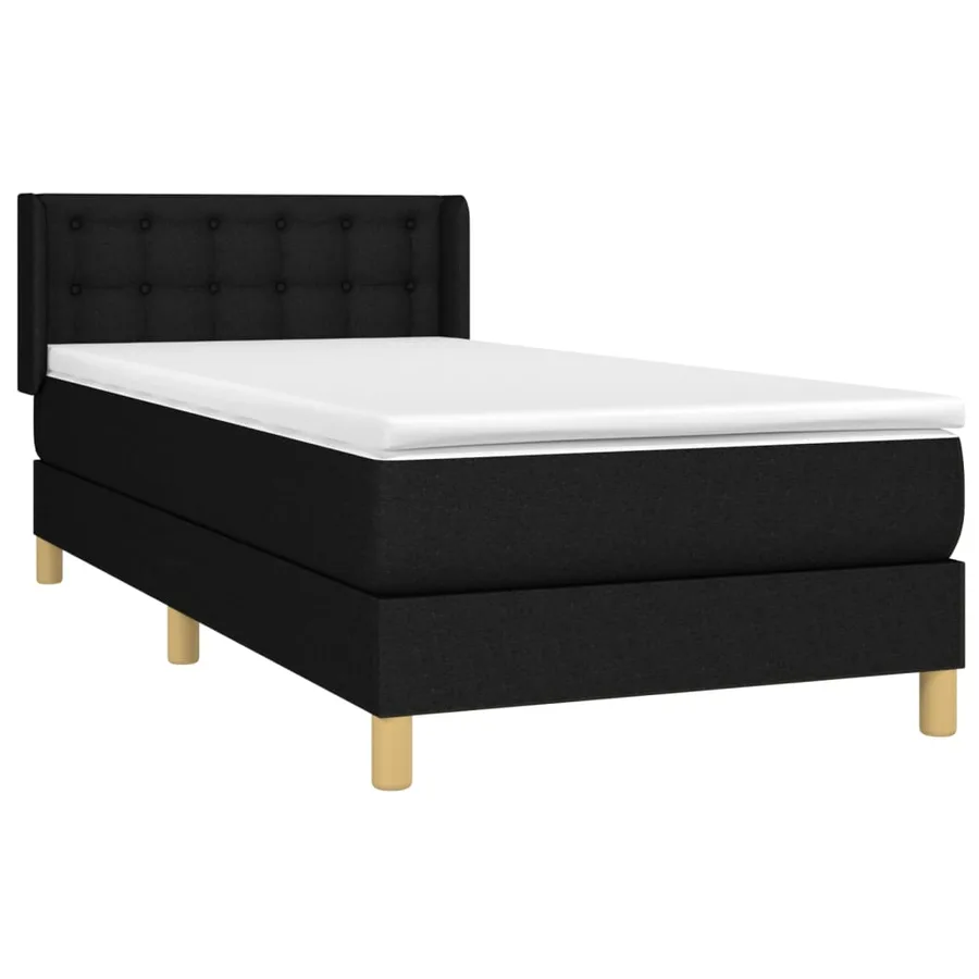 Sommier à lattes de lit avec matelas Noir 90x200 cm Tissu - 3
