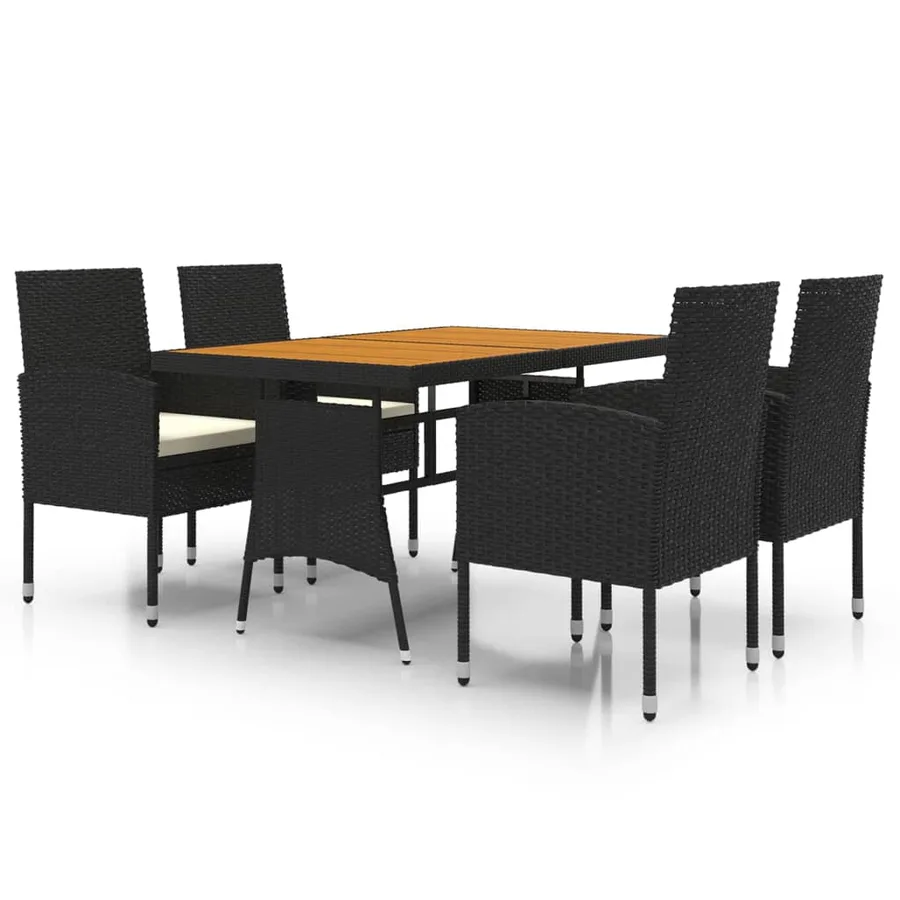 Mobilier à dîner d'extérieur 5 pcs Résine tressée Noir - 2