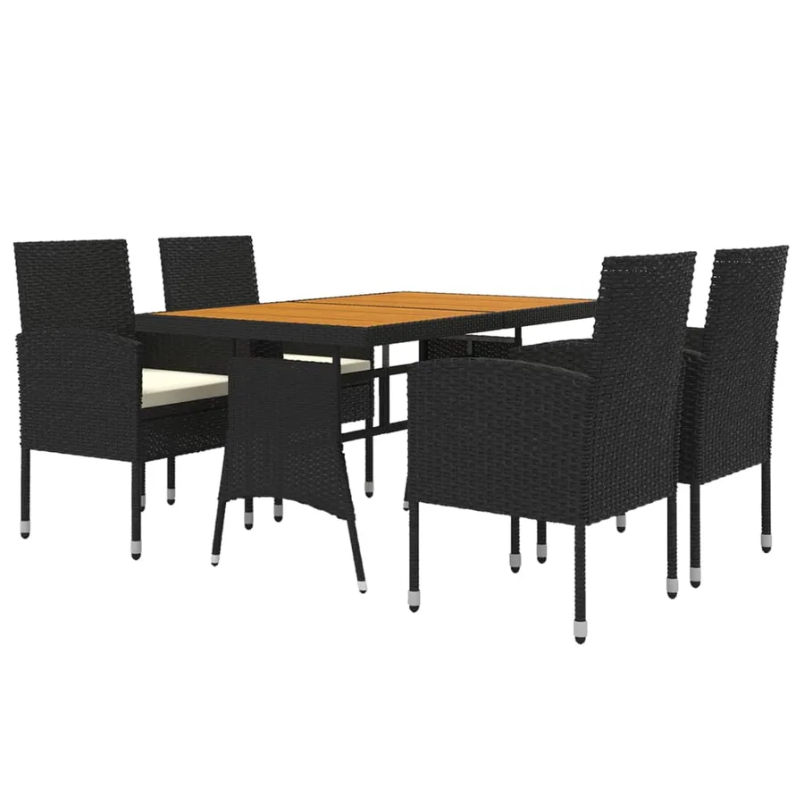 Mobilier à dîner d'extérieur 5 pcs Résine tressée Noir - 3