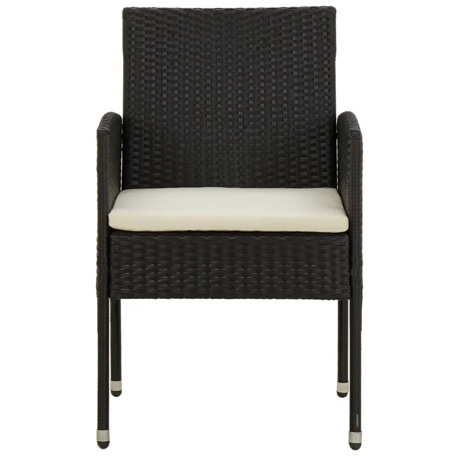 Mobilier à dîner d'extérieur 5 pcs Résine tressée Noir - 5