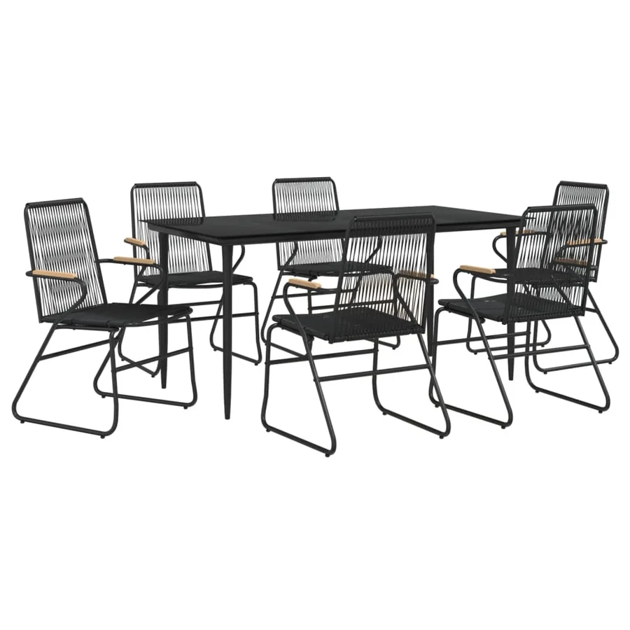 Ensemble à manger de jardin 7 pcs Noir Rotin PVC - 3