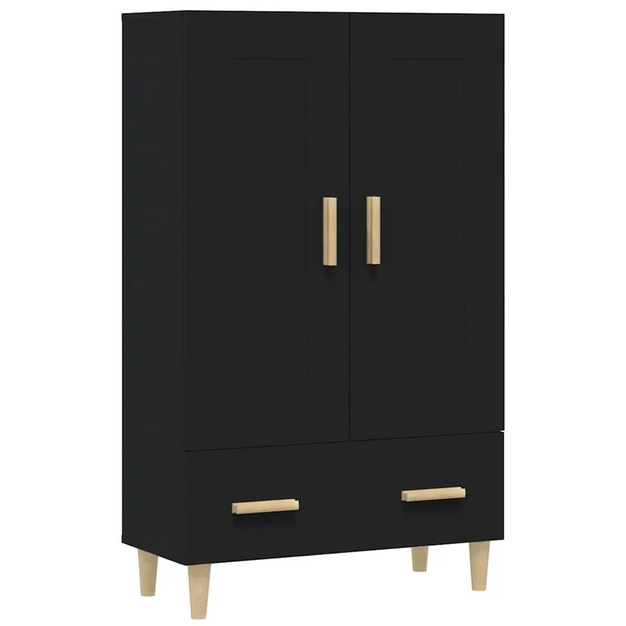 Buffet haut noir 70x31x115 cm bois d'ingénierie - 2