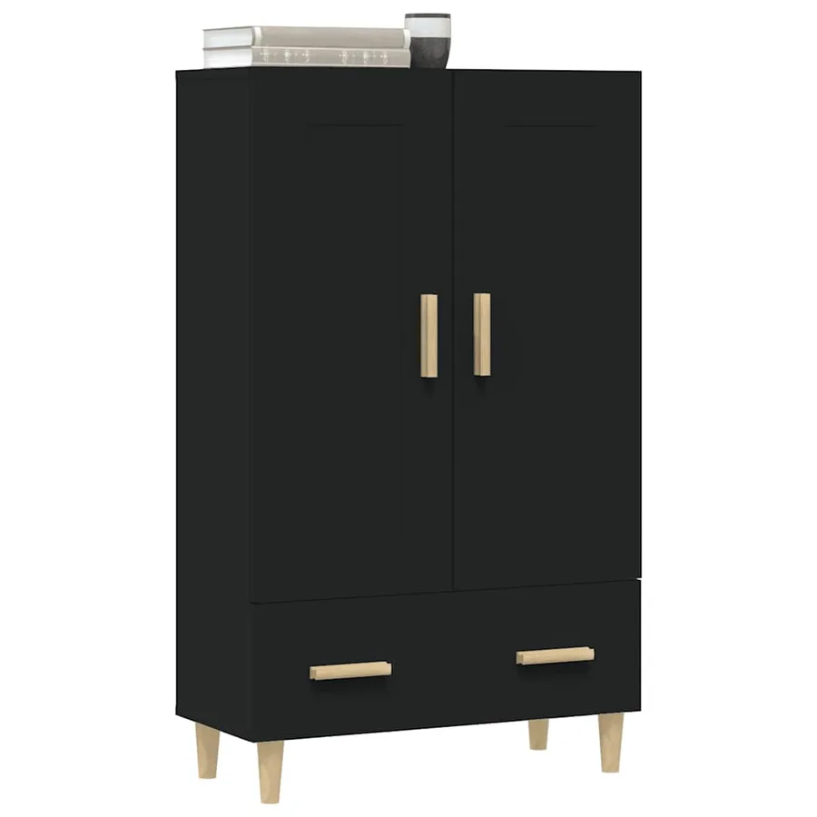 Buffet haut noir 70x31x115 cm bois d'ingénierie - 5