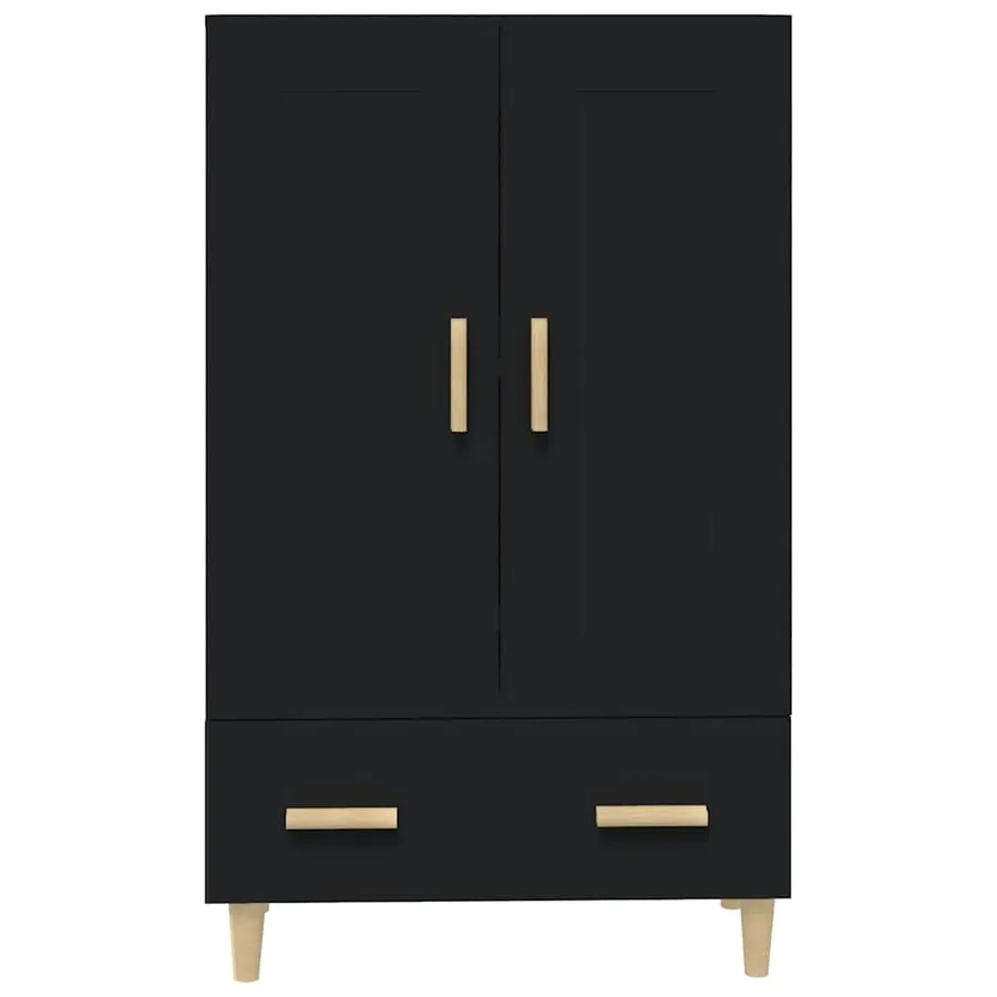 Buffet haut noir 70x31x115 cm bois d'ingénierie - 6