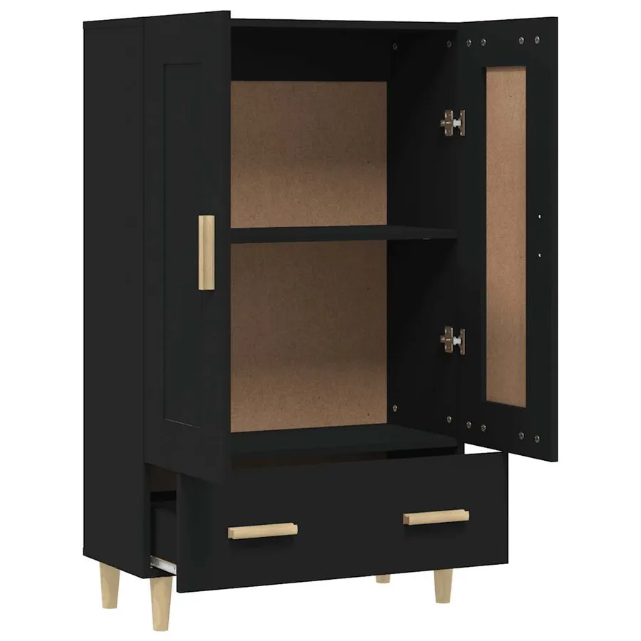 Buffet haut noir 70x31x115 cm bois d'ingénierie - 7