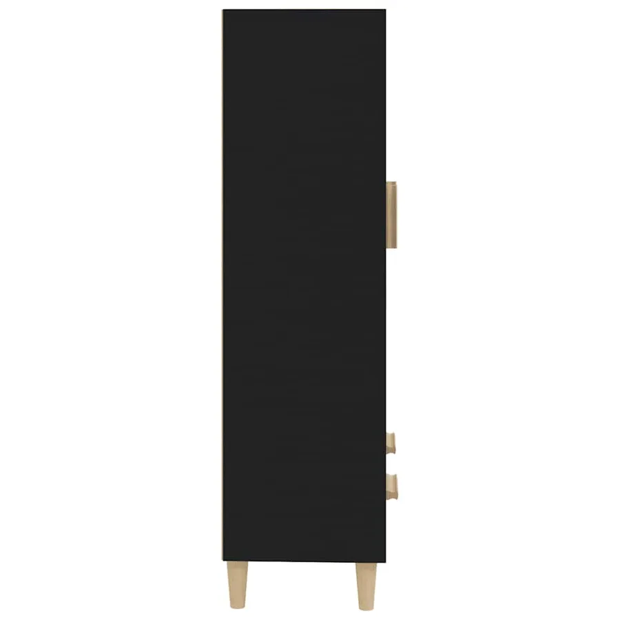 Buffet haut noir 70x31x115 cm bois d'ingénierie - 8