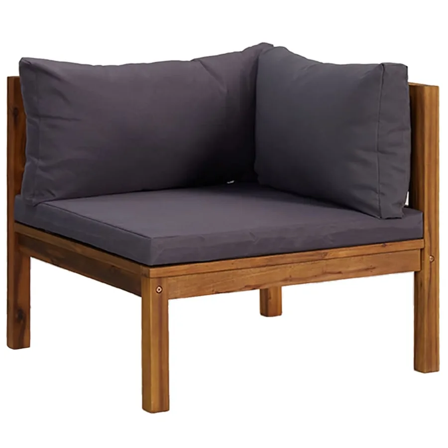 Salon de jardin 4 pcs avec coussin Bois d'acacia solide - 3