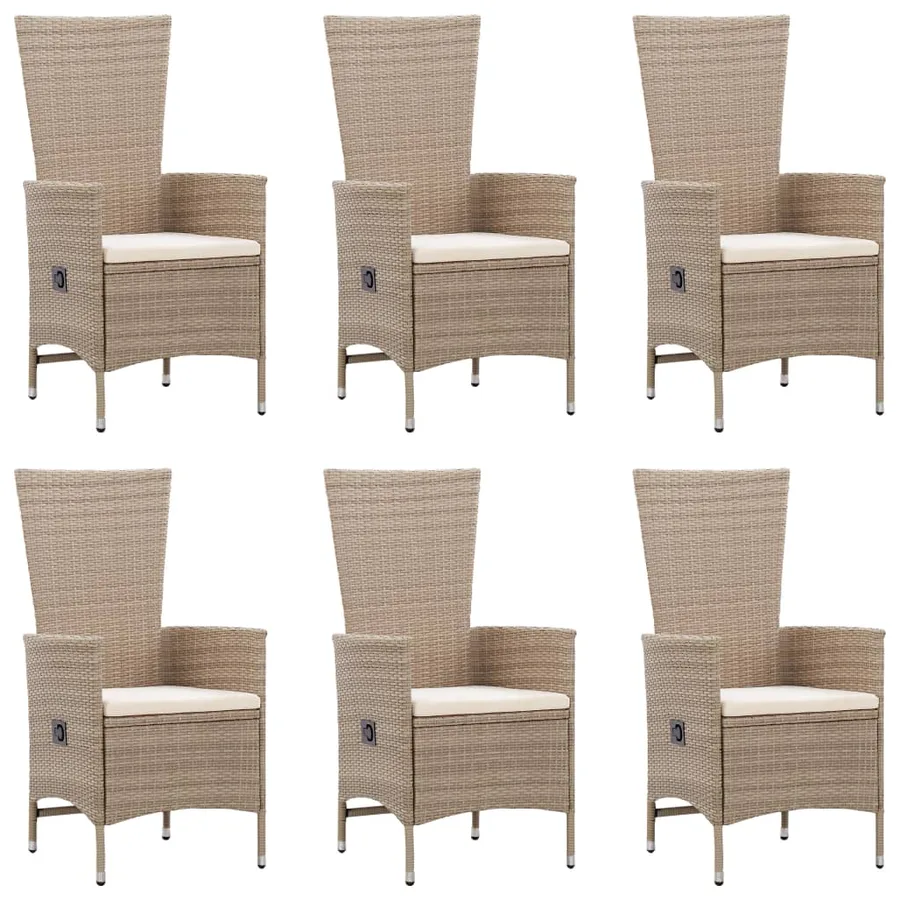 Ensemble à manger de jardin 7 pcs Résine tressée Beige - 3