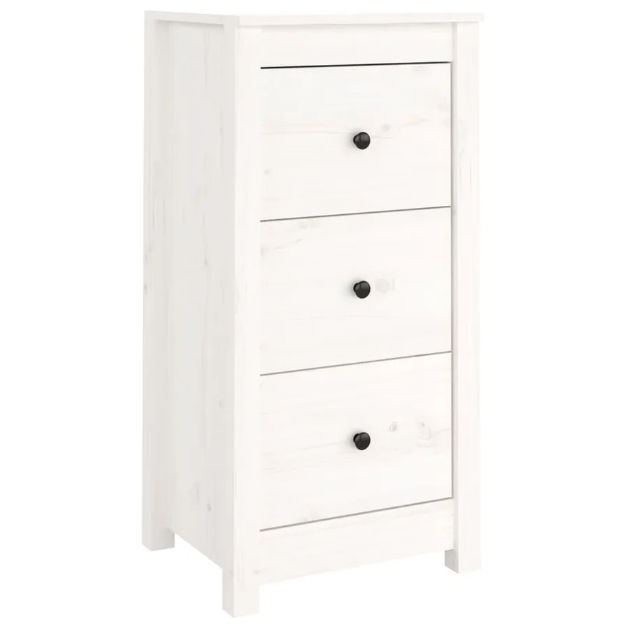Buffet blanc 40x35x80 cm bois massif de pin - 2