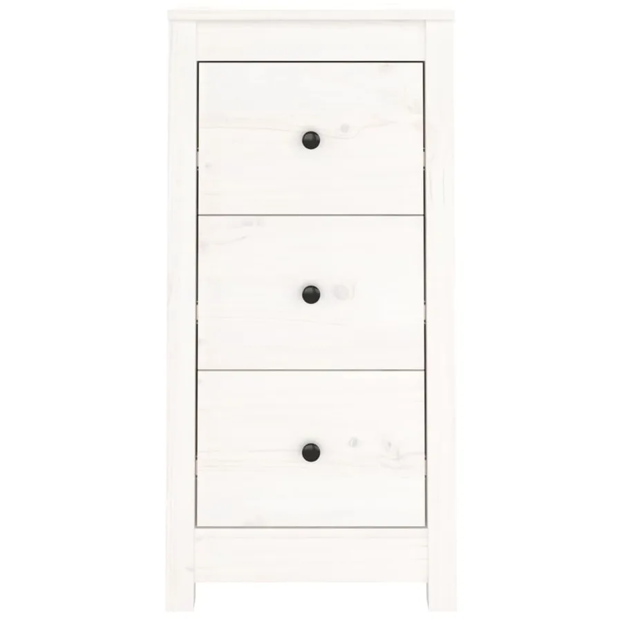 Buffet blanc 40x35x80 cm bois massif de pin - 4