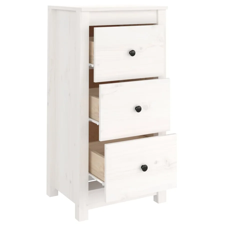 Buffet blanc 40x35x80 cm bois massif de pin - 5
