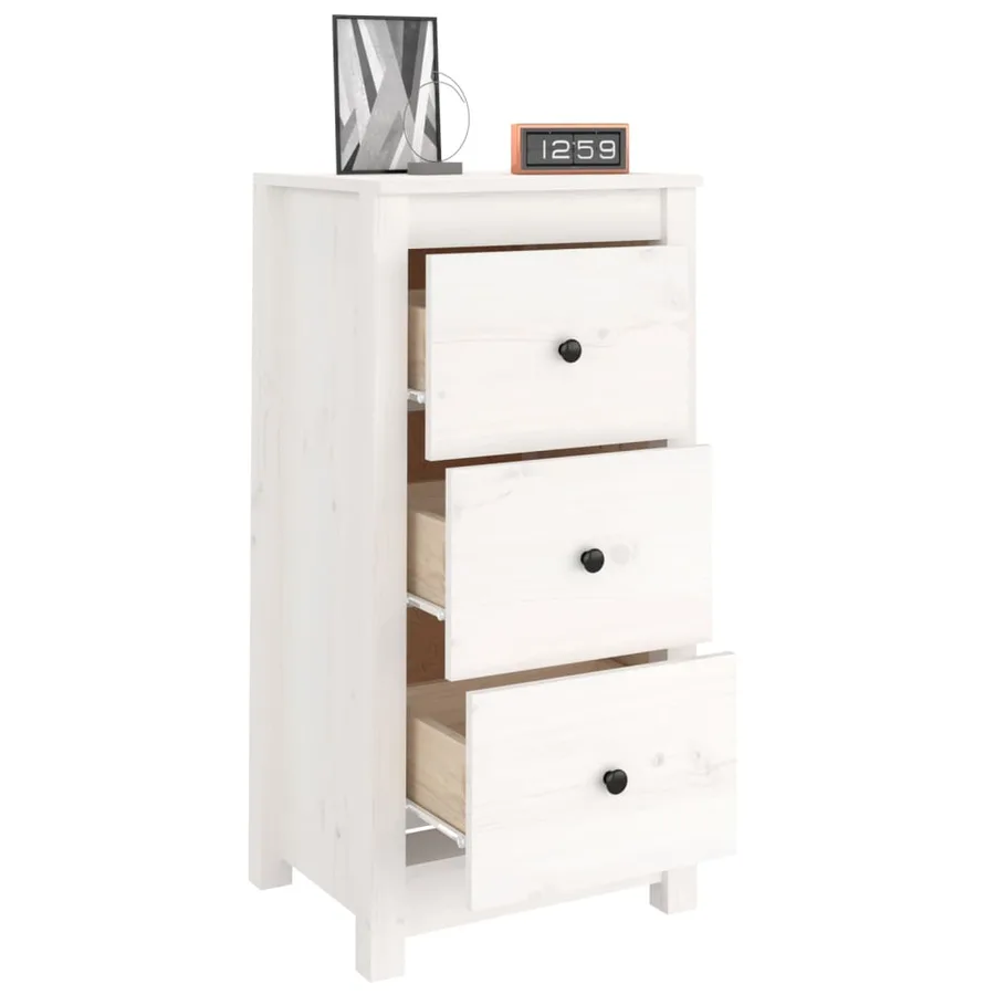 Buffet blanc 40x35x80 cm bois massif de pin - 7
