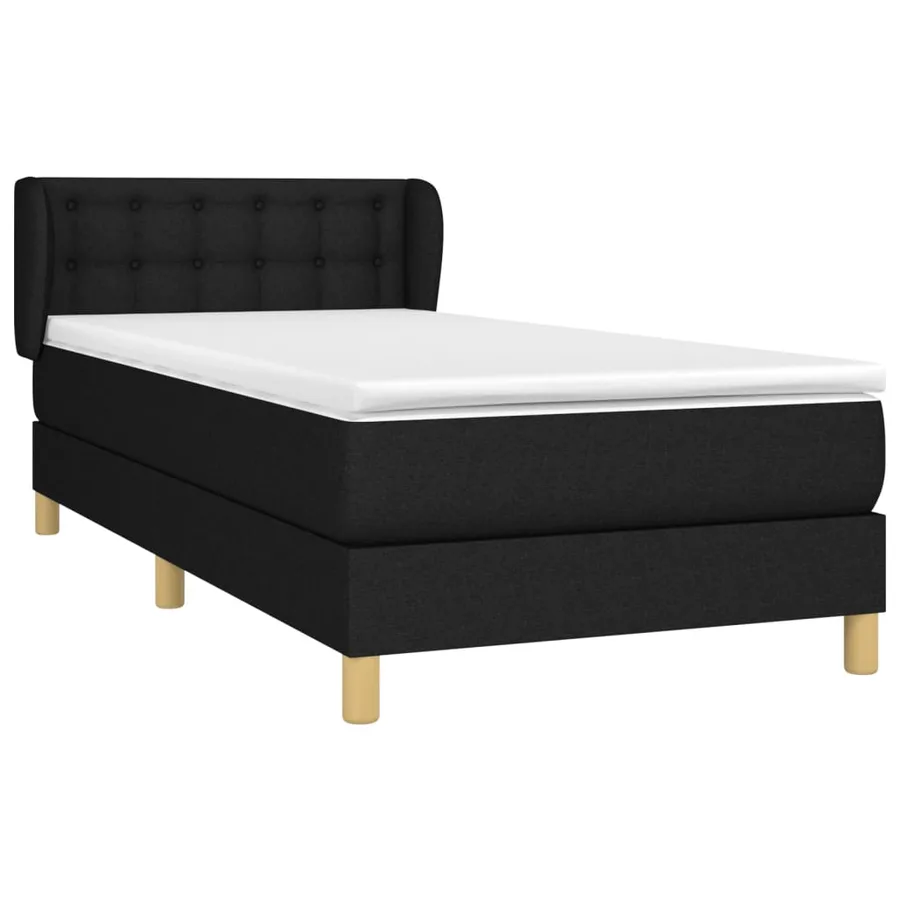 Sommier à lattes de lit avec matelas Noir 90x200 cm Tissu - 3