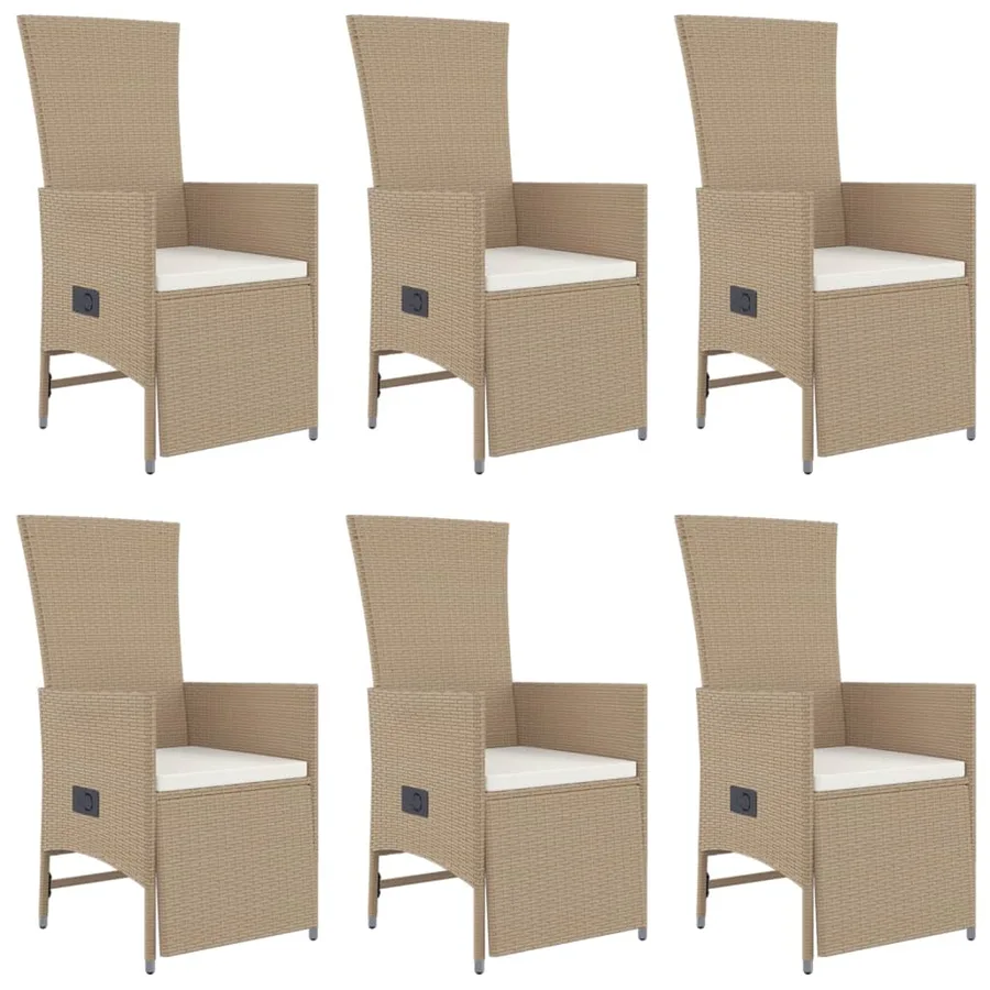 Ensemble à manger de jardin et coussins 7 pcs beige poly rotin - 4