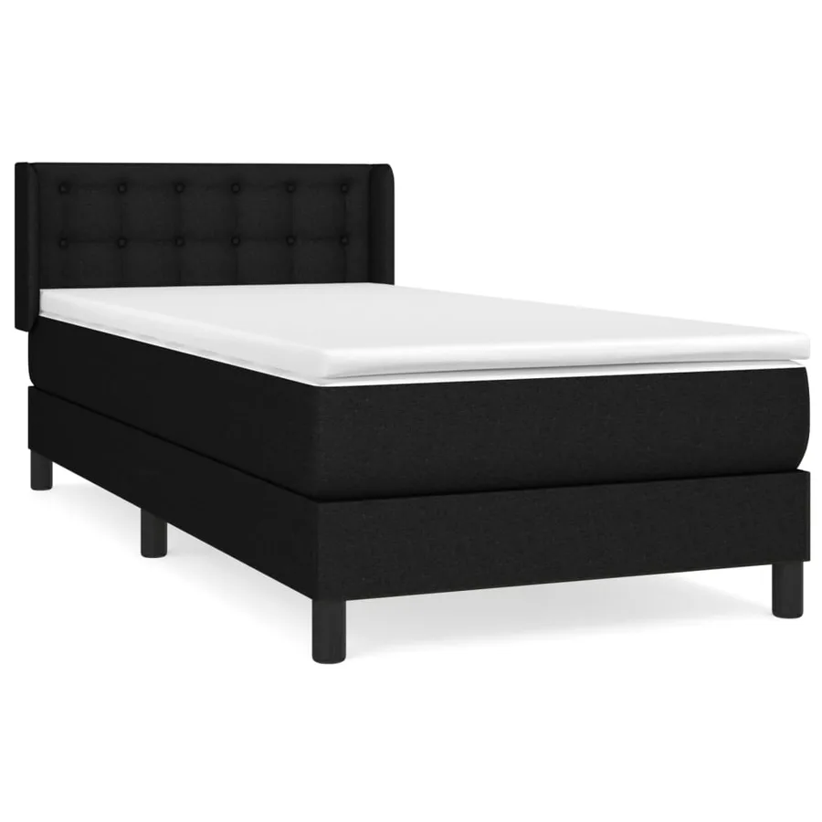 Sommier à lattes de lit avec matelas Noir 90x190 cm Tissu - 2