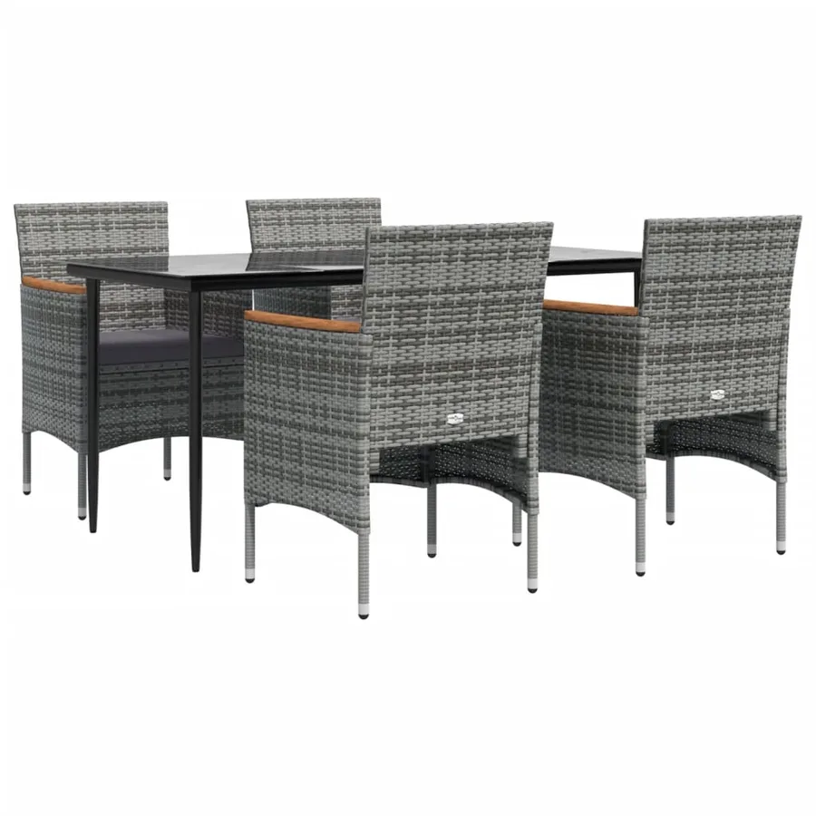 Ensemble à manger de jardin et coussins 5pcs Gris/noir - 3
