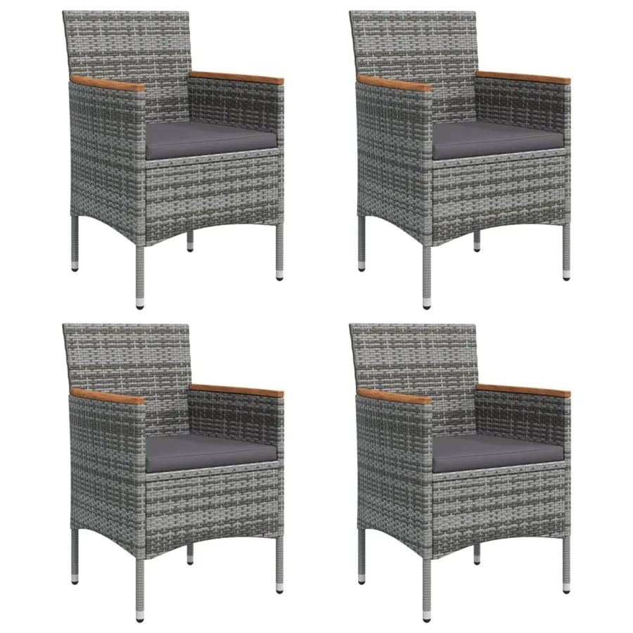Ensemble à manger de jardin et coussins 5pcs Gris/noir - 4
