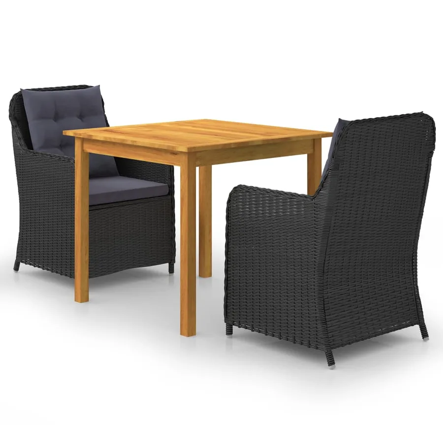 Ensemble à manger de jardin 3 pcs Noir