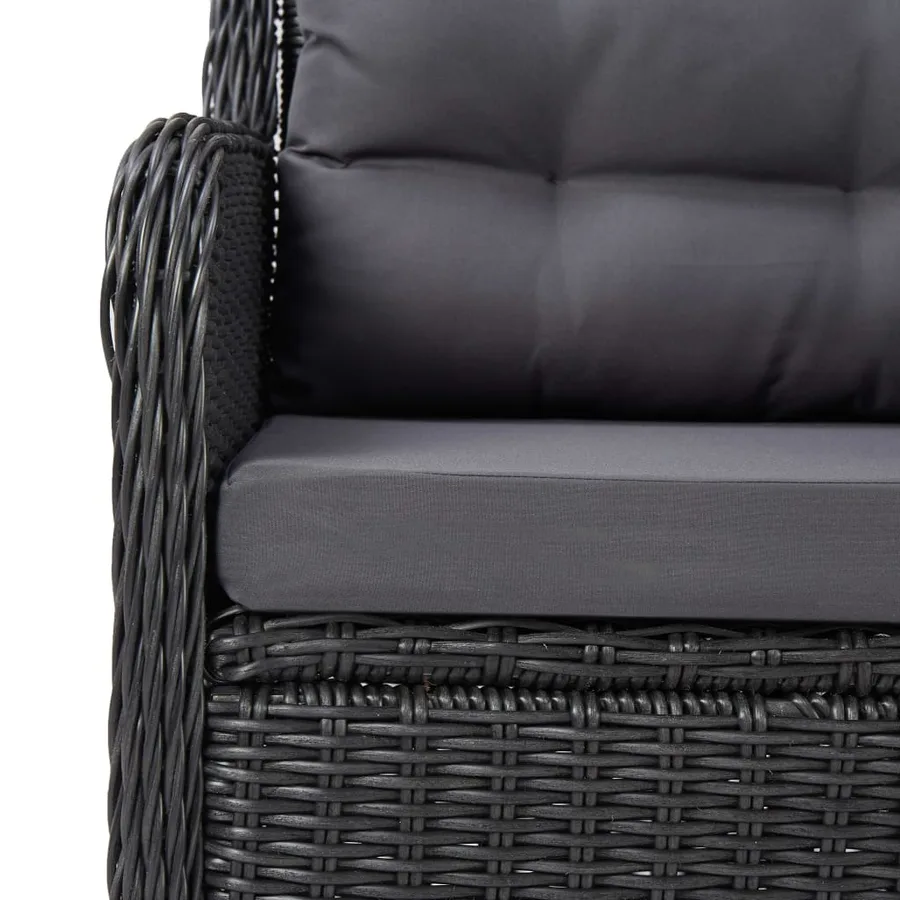Ensemble à manger de jardin 3 pcs Noir - 11