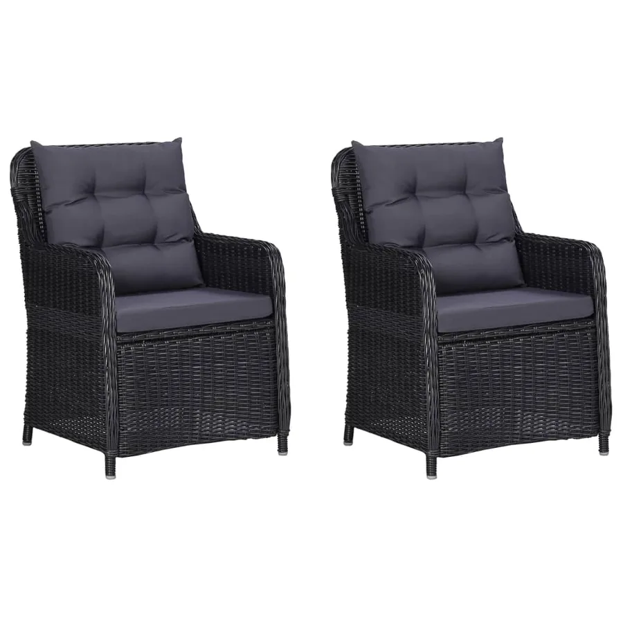 Ensemble à manger de jardin 3 pcs Noir - 5