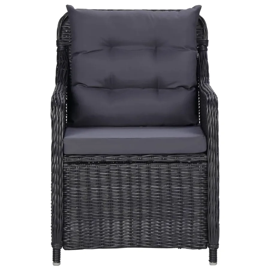 Ensemble à manger de jardin 3 pcs Noir - 7
