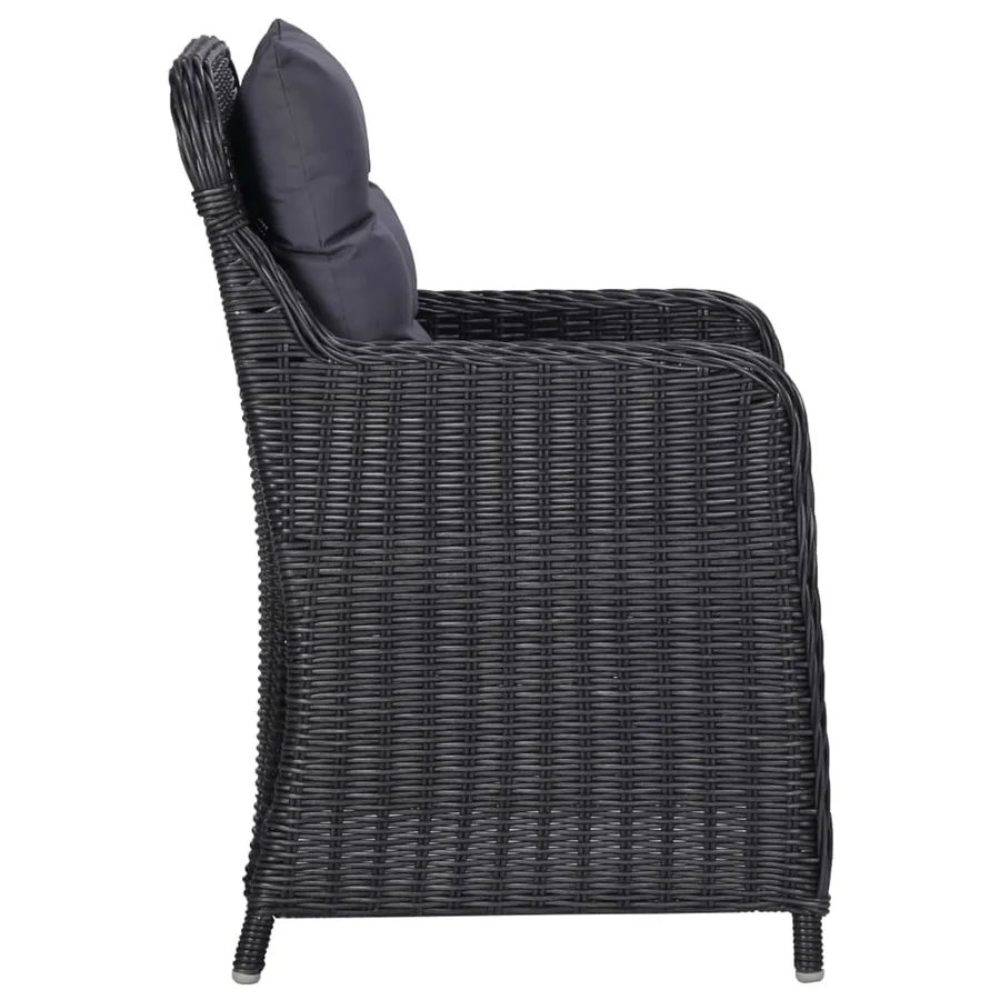 Ensemble à manger de jardin 3 pcs Noir - 8