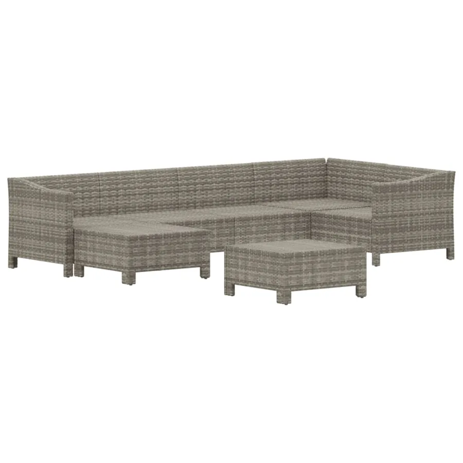 Salon de jardin 7 pcs avec coussins Gris Résine tressée - 4
