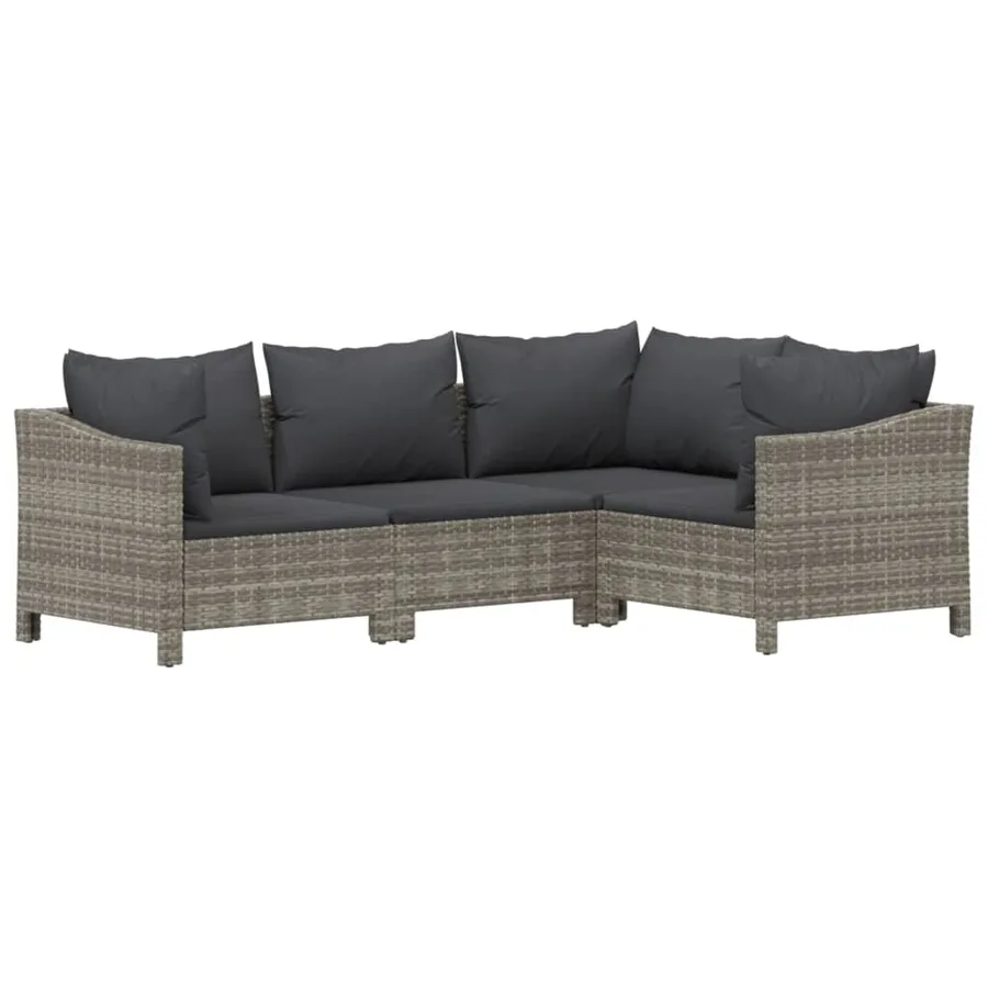 Salon de jardin 6 pcs avec coussins Gris Résine tressée - 5