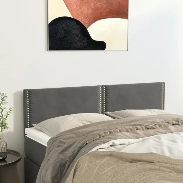 Têtes de lit Gris foncé 144x5x78/88 cm Velours