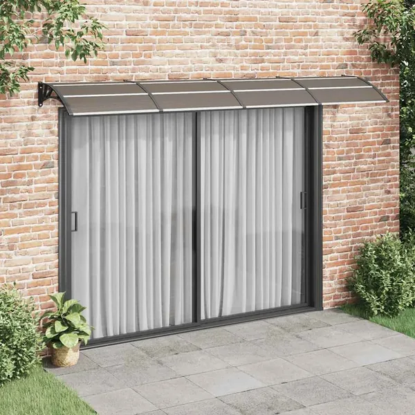 Auvent de porte noir 350 x 100 cm en polycarbonate