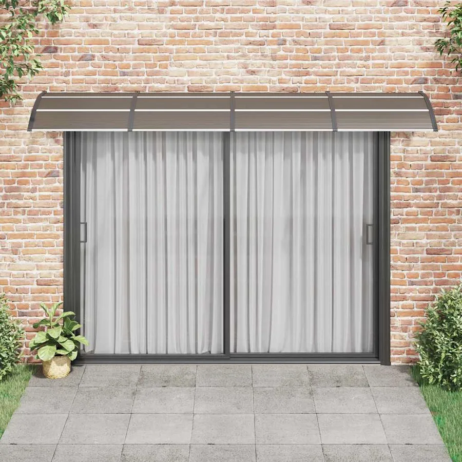 Auvent de porte noir 350 x 100 cm en polycarbonate - 3
