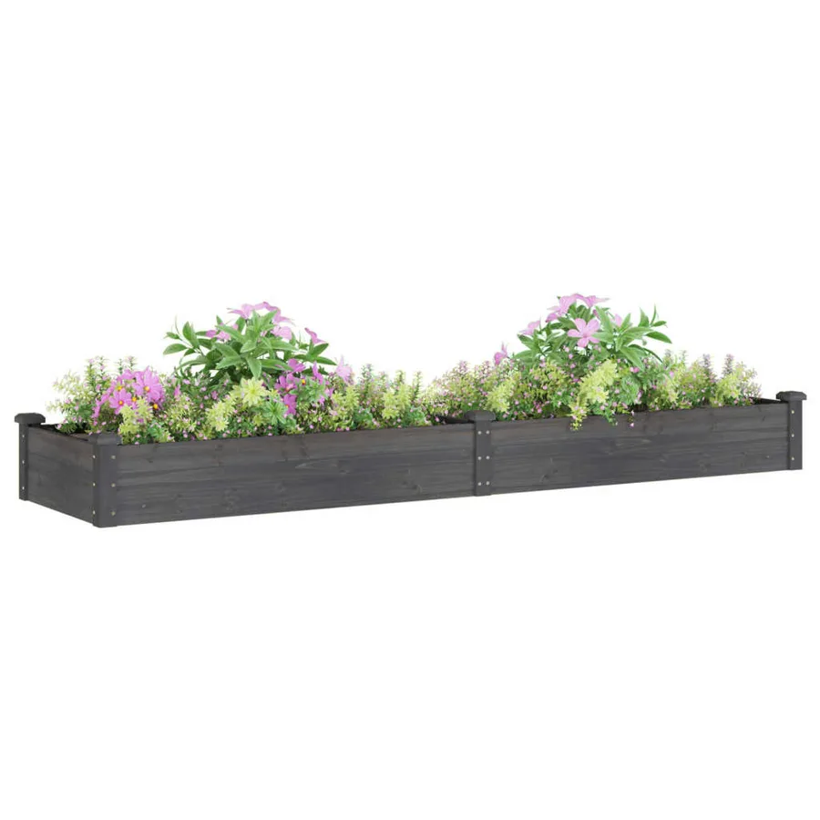 Lit surélevé de jardin doublure 240x60x25 cm bois massif sapin - 3