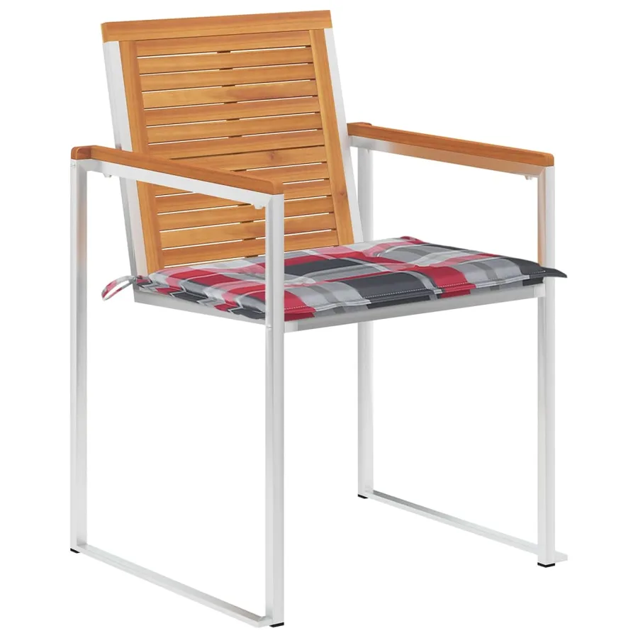 Chaises de jardin lot de 4 avec coussins Bois d'acacia massif - 2