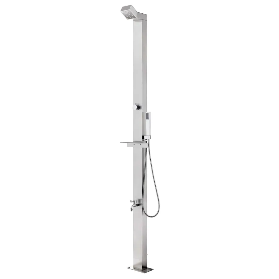 Douche de jardin avec base marron 225 cm Acier inoxydable - 3