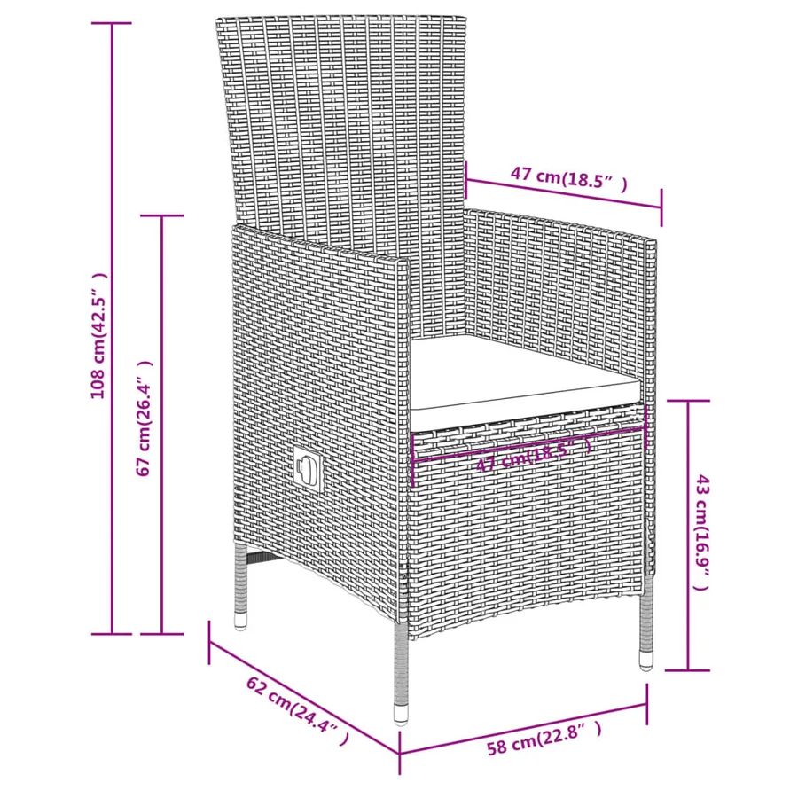 Ensemble à manger de jardin avec coussins 7 pcs Beige - 9