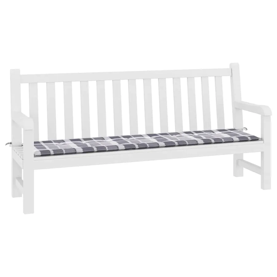 Coussin de banc de jardin motif à carreaux gris 200x50x3 cm - 3