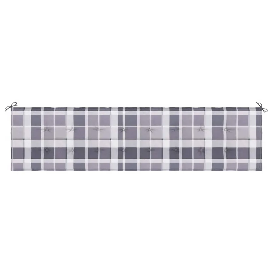 Coussin de banc de jardin motif à carreaux gris 200x50x3 cm - 4