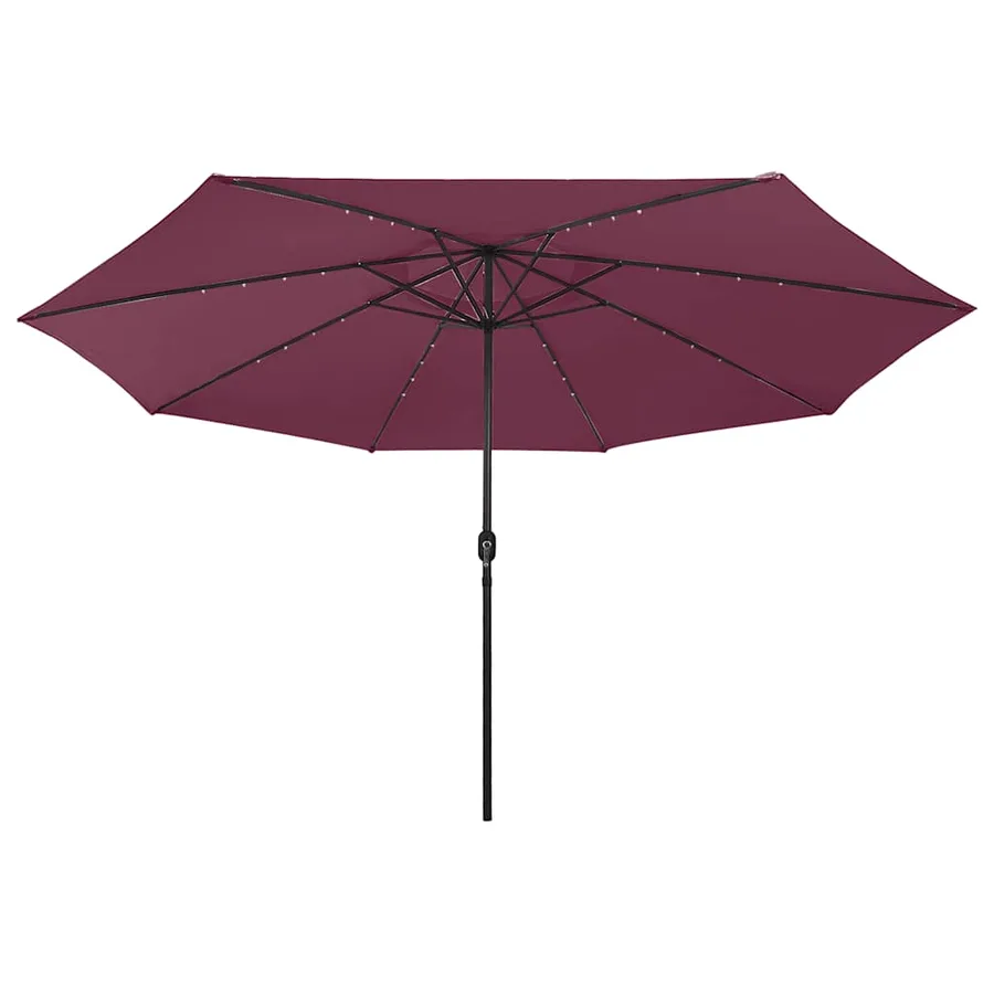 Parasol de jardin avec lumières LED mât en métal rouge bordeaux - 3