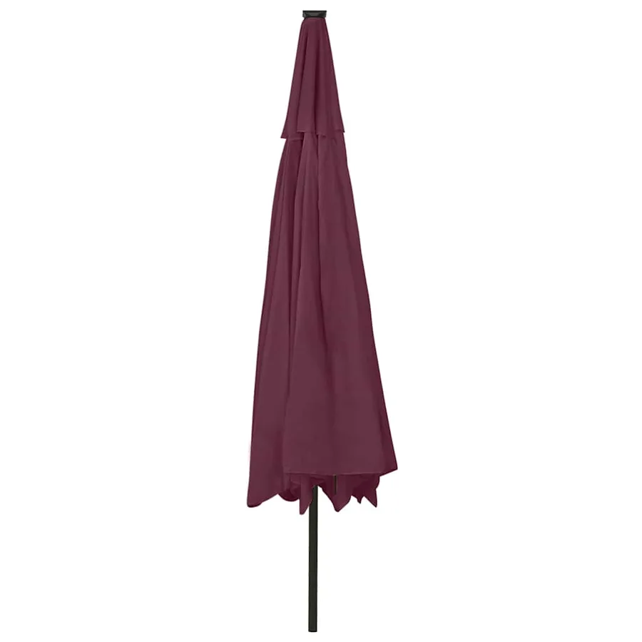 Parasol de jardin avec lumières LED mât en métal rouge bordeaux - 5
