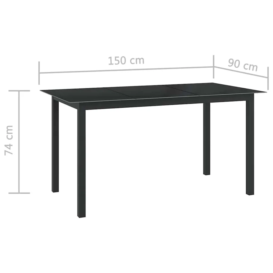 Ensemble à manger de jardin 7 pcs aluminium noir - 11