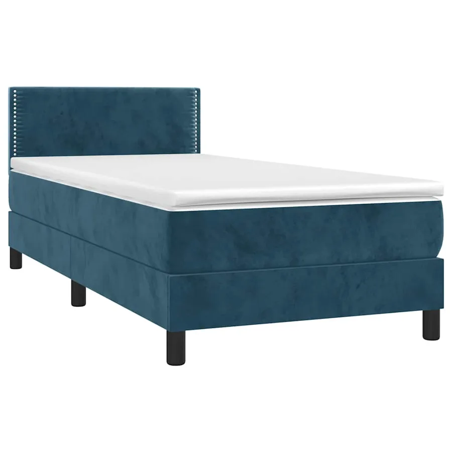 Sommier à lattes de lit avec matelas LED Bleu foncé 100x200 cm - 4