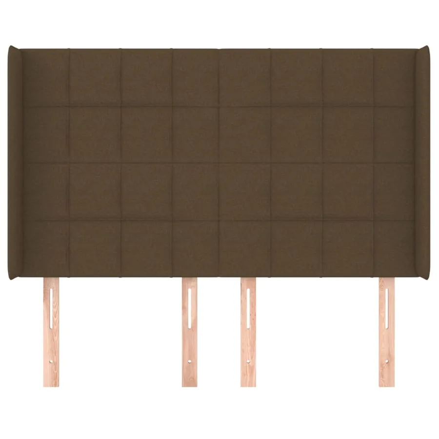 Tête de lit avec oreilles Marron foncé 147x16x118/128 cm Tissu - 3
