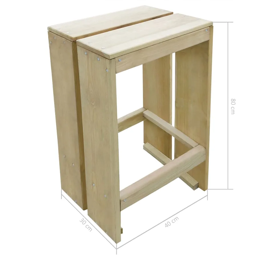 Meubles de bar de jardin 3 pcs Bois de pin imprégné - 5