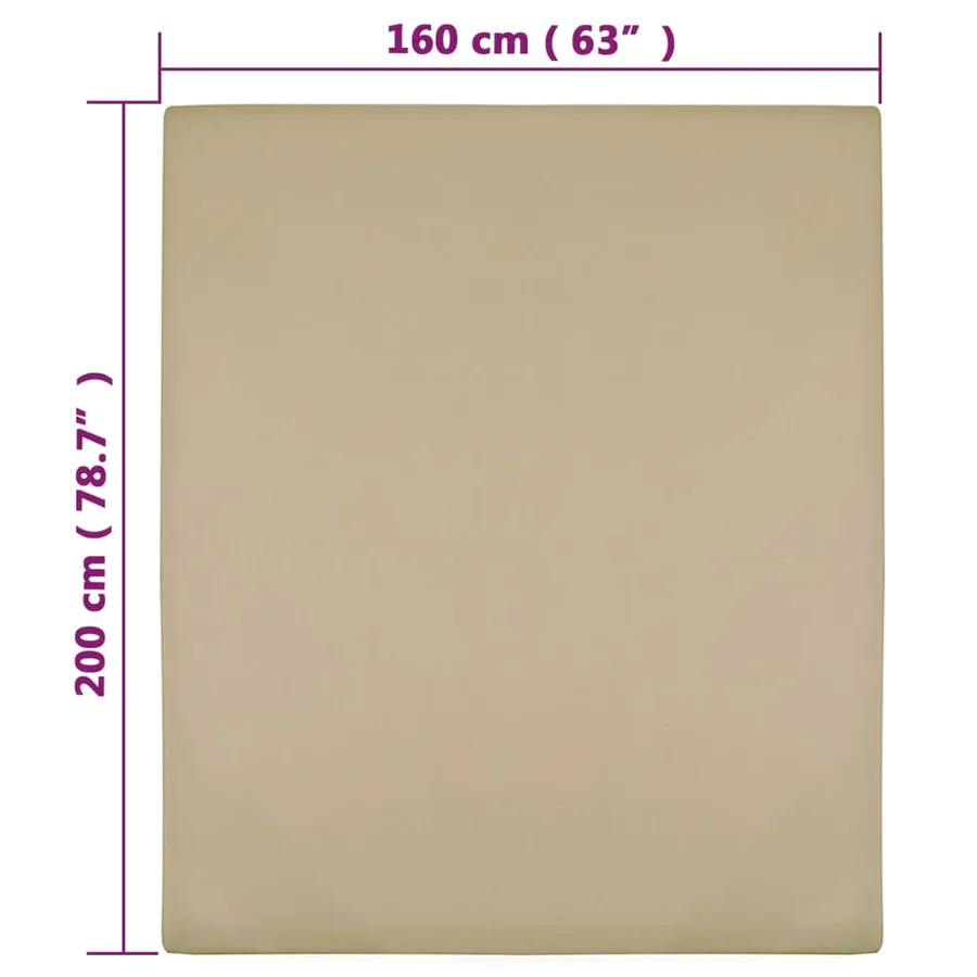 Drap-housse Jersey Taupe 160x200 cm Coton - 4