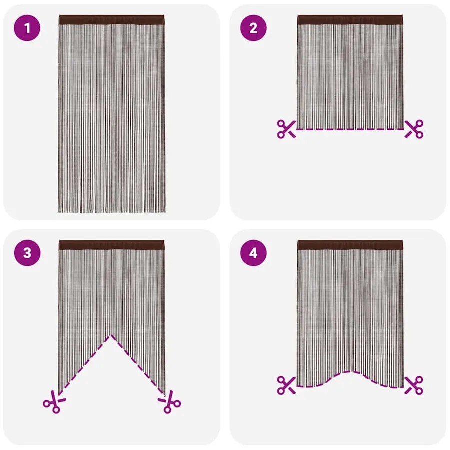 Rideau en fils 2 pcs 100 x 250 cm Marron - 6