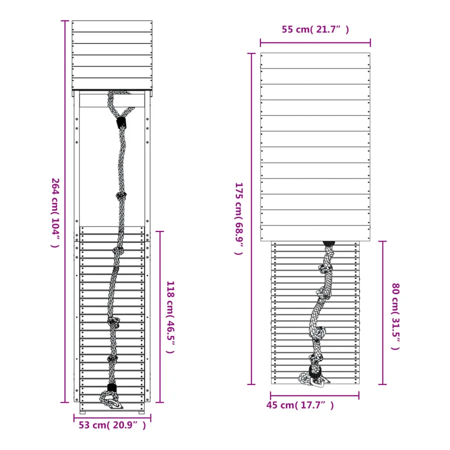 Maisonnette de jeu avec mur d'escalade bois de pin imprégné - 9