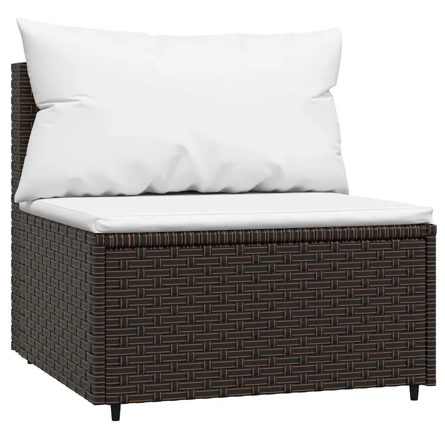 Salon de jardin 3 pcs avec coussins marron résine tressée - 5