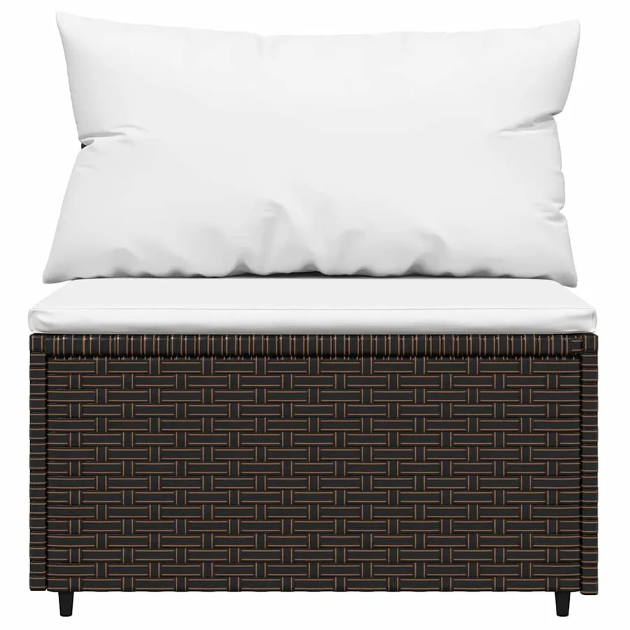 Salon de jardin 3 pcs avec coussins marron résine tressée - 6